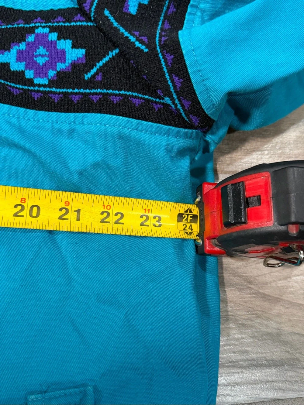 Vintage 90's Comfy Casuals Ski Jacket Turquoise Bomber Aztec Made In USA Large